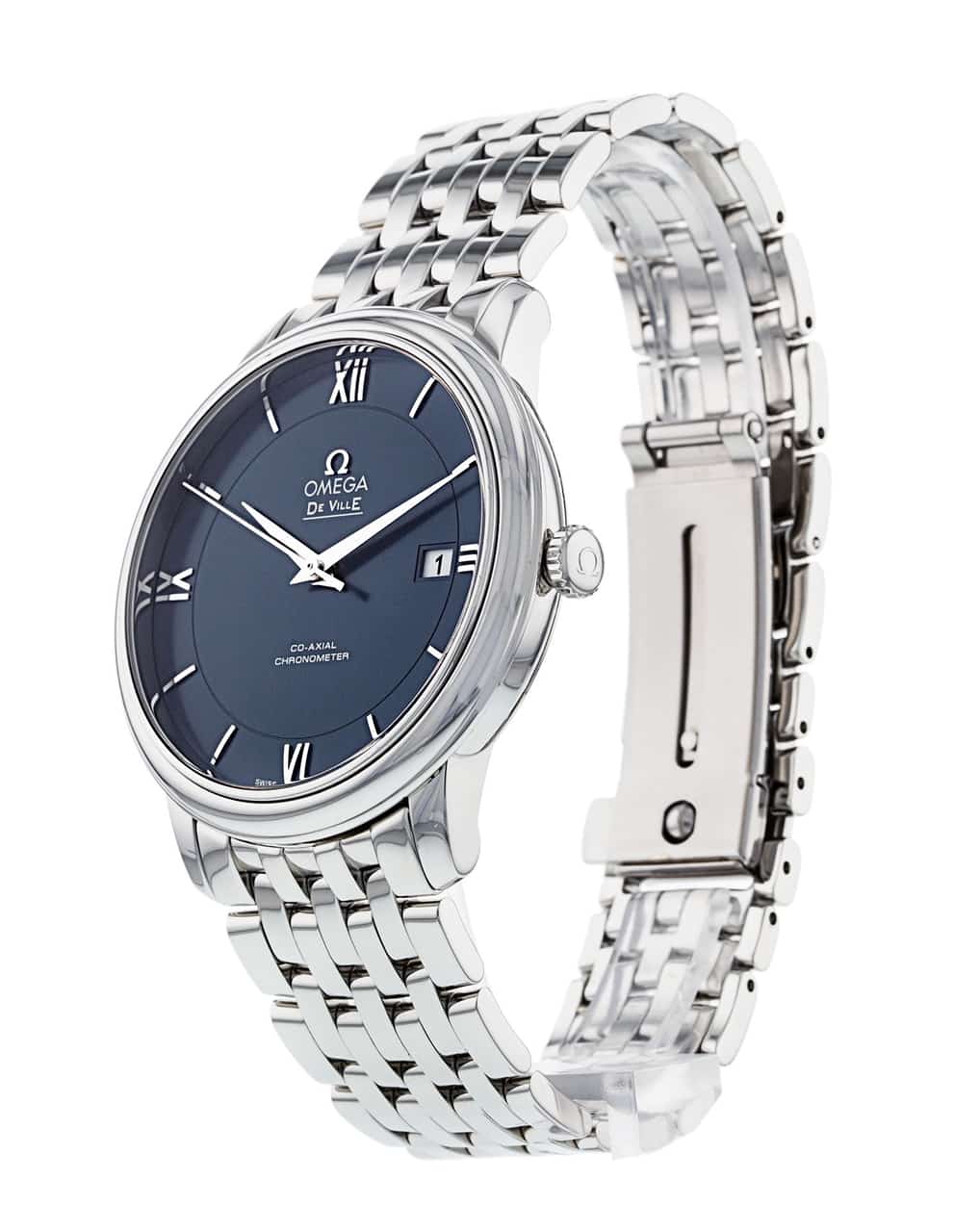  Shop Authentic Omega De Ville Prestige Co-Axial Orbis Blue Dial Silver Steel Strap Watch for Men - 424.10.40.20.03.001 - Luxxuri
