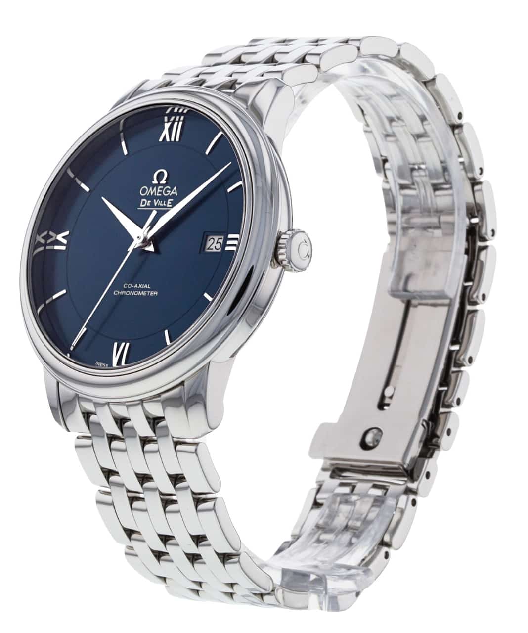  Shop Authentic Omega De Ville Prestige Co-Axial Orbis Blue Dial Silver Steel Strap Watch for Men - 424.10.40.20.03.001 - Luxxuri