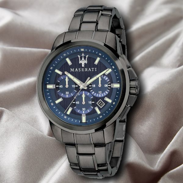  Shop Authentic Maserati Successo Chronograph Blue Dial Black Steel Strap Watch For Men - R8873621005 - Luxxuri