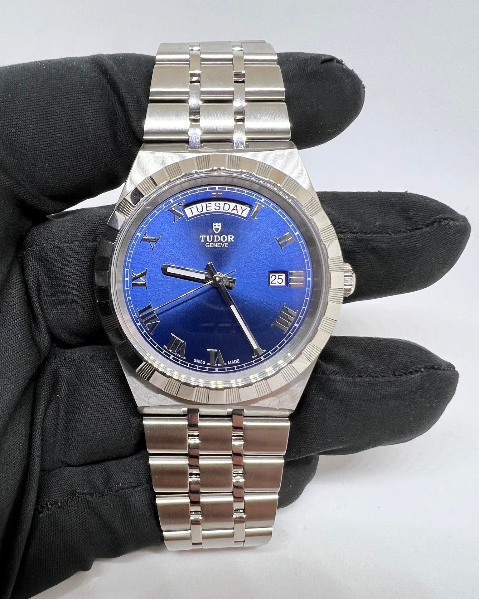 Tudor Royal Automatic Blue Dial Silver Steel Strap Watch for Men - M28600-0005