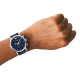  Shop Authentic Emporio Armani Luigi Chronograph Blue Dial Blue Leather Strap Watch For Men - AR11451 - Luxxuri