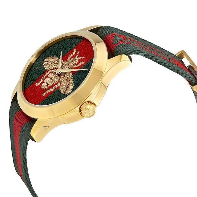  Shop Authentic Gucci G Timeless Quartz Green & Red Dial Green & Red NATO Strap Watch For Men - YA126487A - Luxxuri