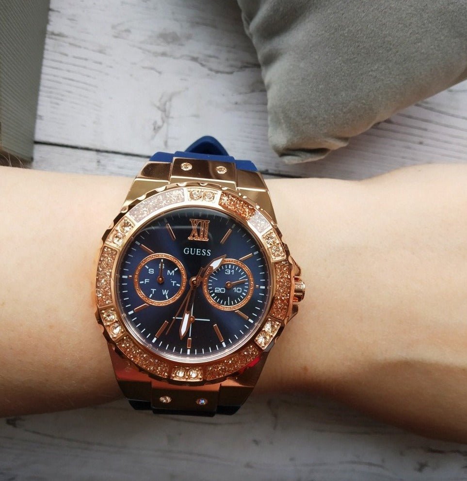 Guess Limelight Blue Dial Blue Silicone Strap Watch For Women - W1053L1