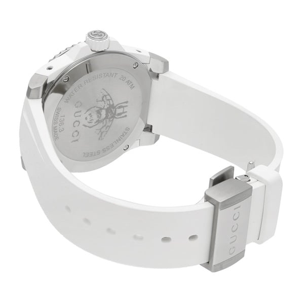  Shop Authentic Gucci Dive Quartz White Dial White Rubber Strap Watch For Men - YA136337 - Luxxuri