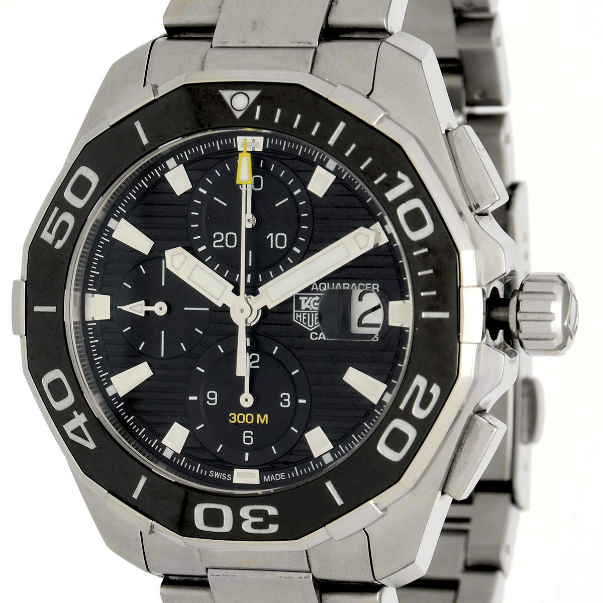  Shop Authentic Tag Heuer Aquaracer Calibre 16 Day-Date Black Dial Silver Steel Strap Watch for Men - CAY211A.BA0927 - Luxxuri