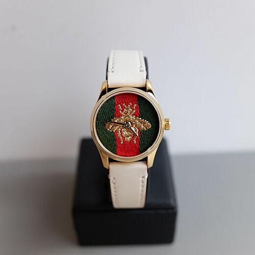  Shop Authentic Gucci G Timeless Quartz Red & Green Dial Beige Leather Strap Watch For Women - YA1265009 - Luxxuri