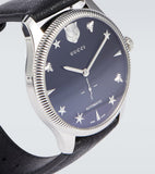 Shop Authentic Gucci G Timeless Automatic Blue Dial Black Leather Strap Watch For Men - YA126347 - Luxxuri