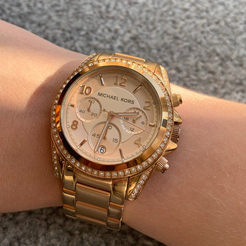 Michael Kors Blair Chronograph Rose Gold Dial Two Tone Steel Strap Watch for Women - MK6316
