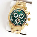 Versace V-Ray Chronograph Quartz Green Dial Gold Steel Strap Watch For Men - VE2I00621