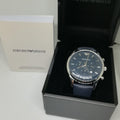  Shop Authentic Emporio Armani Lambda Chronograph Blue Dial Blue Leather Strap Watch For Men - AR11018 - Luxxuri