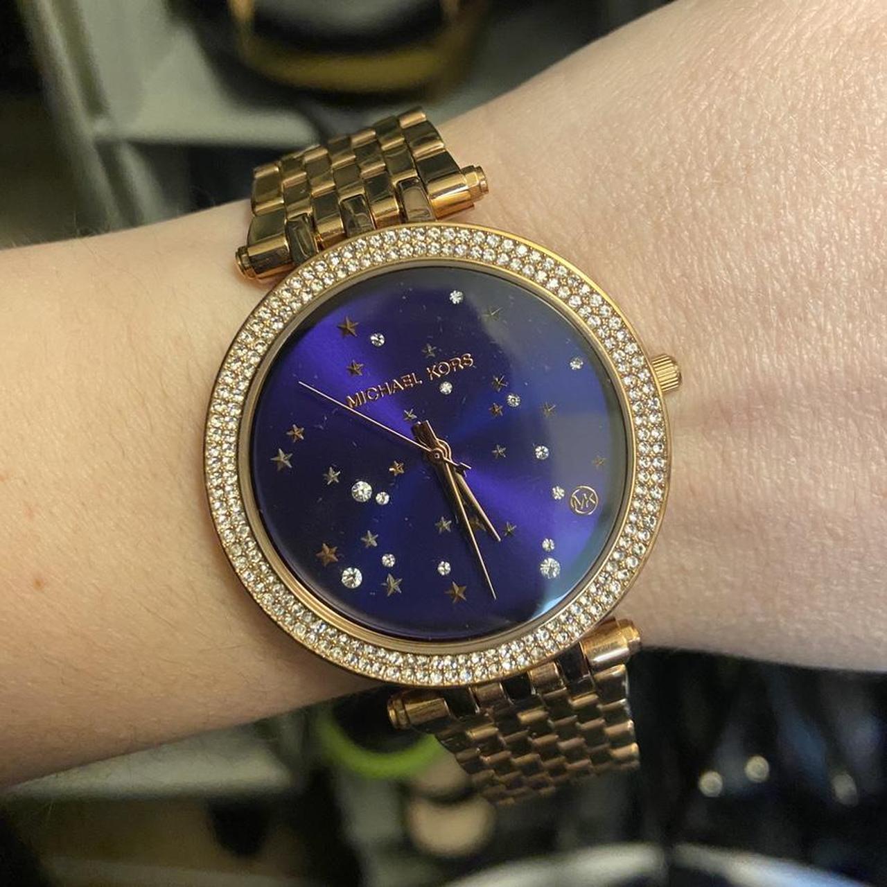 Michael Kors Darci Blue Dial Rose Gold Steel Strap Watch for Women - MK3728