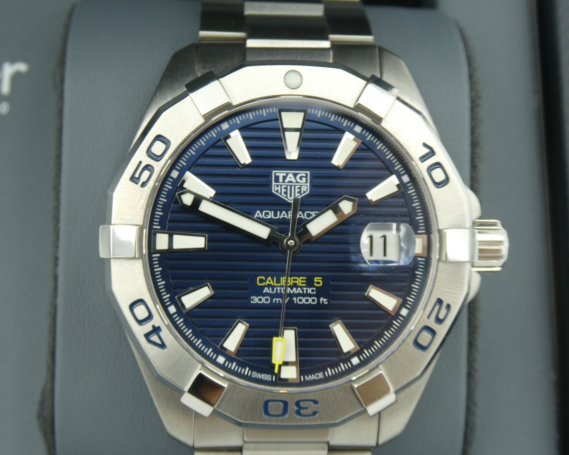  Shop Authentic Tag Heuer Aquaracer Automatic Blue Dial Silver Steel Strap Watch for Men - WBD2112.BA0928 - Luxxuri