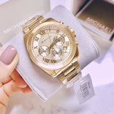  Shop Authentic Michael Kors Brecken Chronograph Gold Dial Gold Steel Strap Watch For Women - MK6366 - Luxxuri