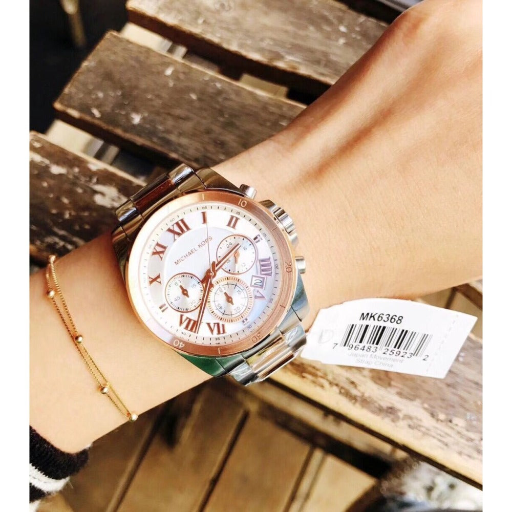  Shop Authentic Michael Kors Brecken Chronograph White Dial Two Tone Steel Strap Watch For Women - MK6368 - Luxxuri