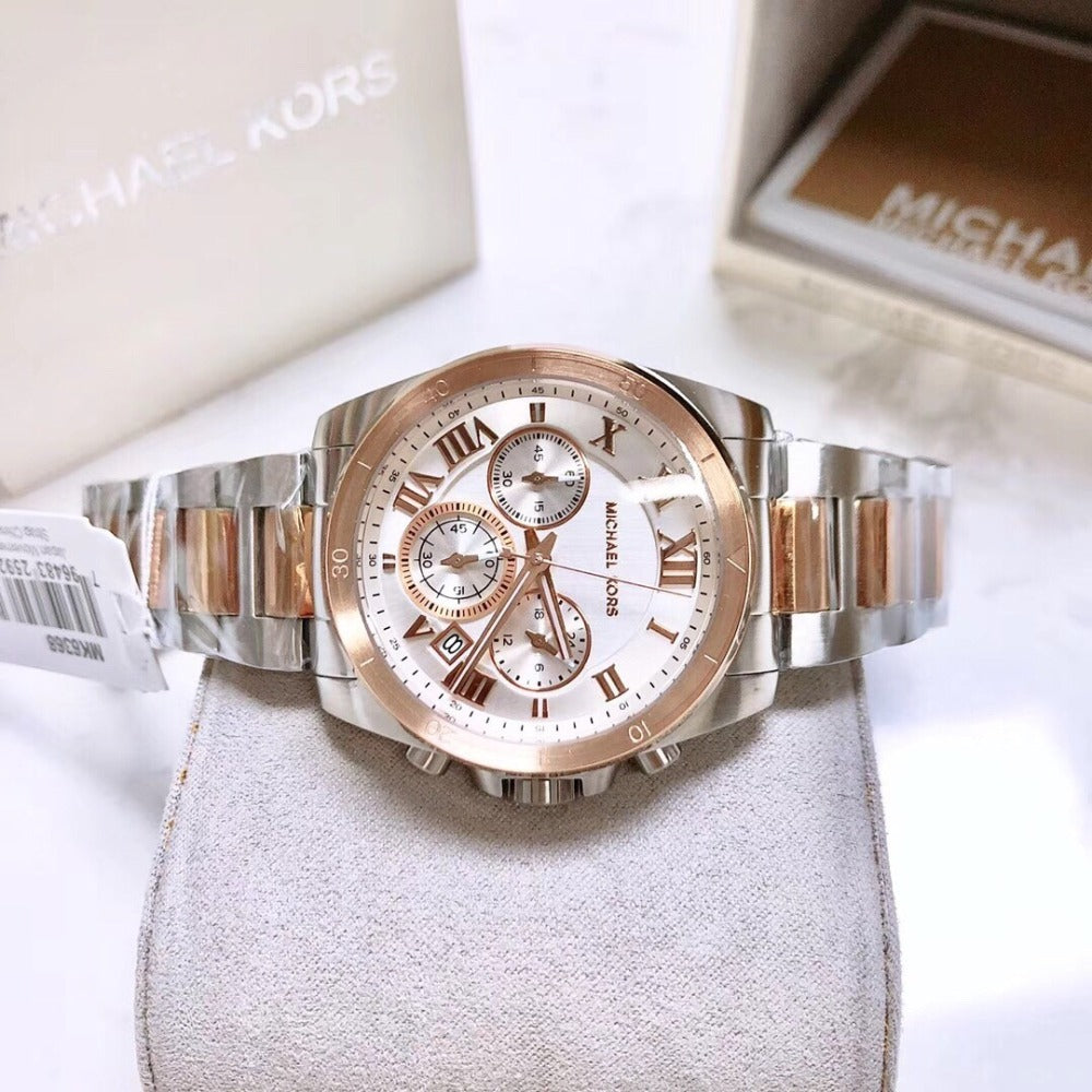  Shop Authentic Michael Kors Brecken Chronograph White Dial Two Tone Steel Strap Watch For Women - MK6368 - Luxxuri