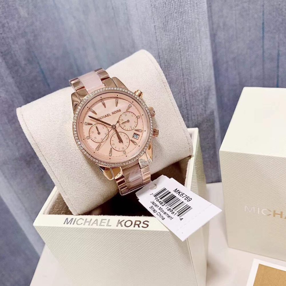  Shop Authentic Michael Kors Ritz Chronograph Mother of Pearl White Dial Two Tone Steel Strap Watch For Women - MK6769 - Luxxuri