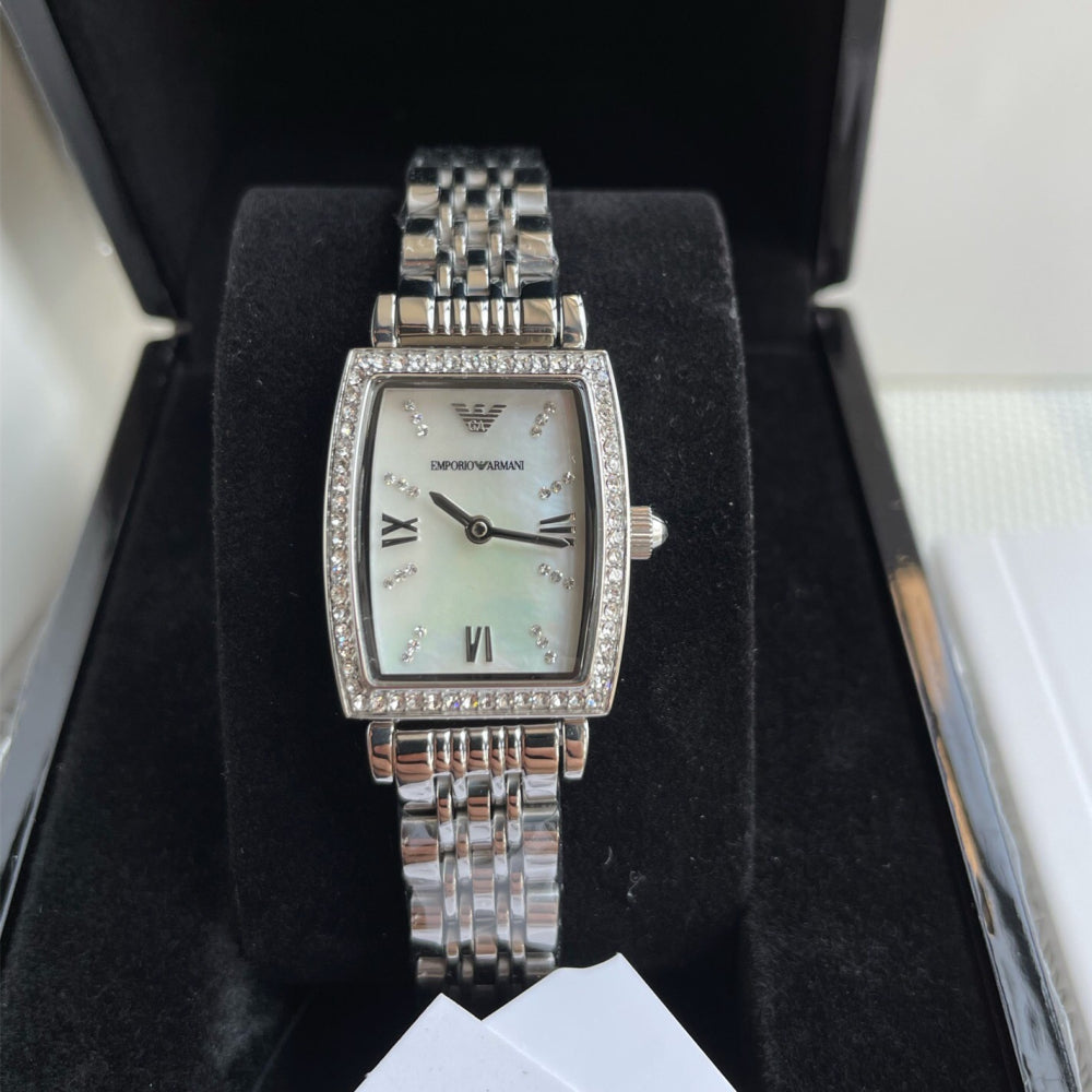  Shop Authentic Emporio Armani Gianni T-Bar Quartz White Dial Silver Steel Strap Watch For Women - AR11405 - Luxxuri