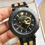  Shop Authentic Versace V-Race Analog Quartz Black Dial Two Tone Steel Strap Watch For Men - VEBV00619 - Luxxuri
