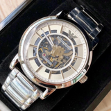  Shop Authentic Emporio Armani Meccanico Automatic Silver Dial Silver Steel Strap Watch for Men - AR60006 - Luxxuri