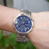  Shop Authentic Emporio Armani Renato Chronograph Blue Dial Two Tone Steel Strap Watch For Men - AR80025 - Luxxuri