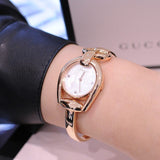  Shop Authentic Gucci Horsebit Collection Diamonds Mother of Pearl Dial Rose Gold Steel Strap Watch For Women - YA139508 - Luxxuri