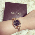  Shop Authentic Gucci Horsebit Collection Black Dial Rose Gold Steel Strap Watch For Women - YA139507 - Luxxuri