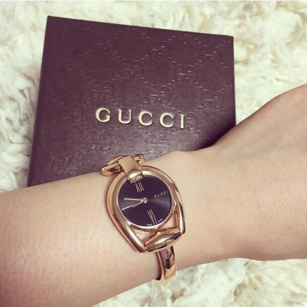  Shop Authentic Gucci Horsebit Collection Black Dial Rose Gold Steel Strap Watch For Women - YA139507 - Luxxuri