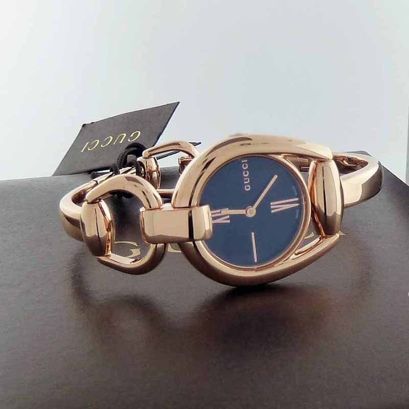  Shop Authentic Gucci Horsebit Collection Black Dial Rose Gold Steel Strap Watch For Women - YA139507 - Luxxuri