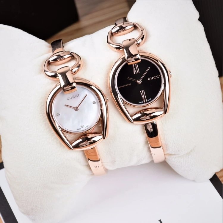  Shop Authentic Gucci Horsebit Collection Black Dial Rose Gold Steel Strap Watch For Women - YA139507 - Luxxuri