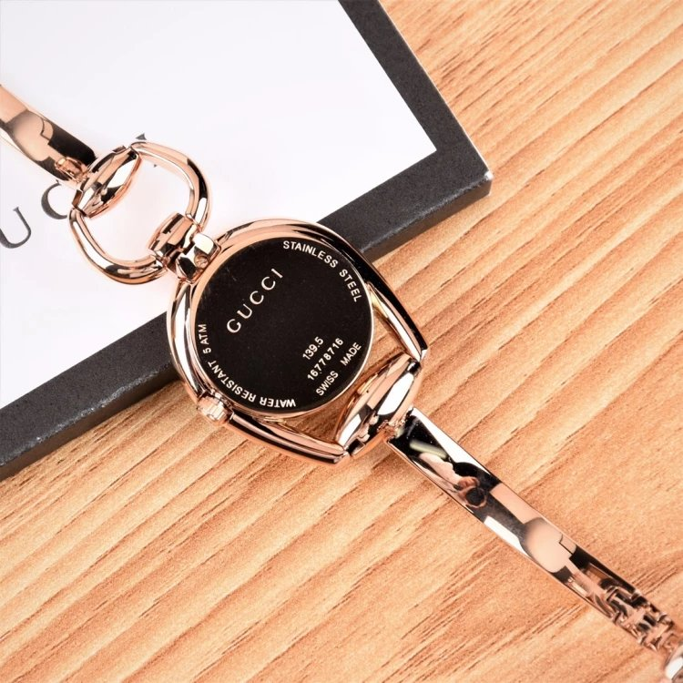  Shop Authentic Gucci Horsebit Collection Black Dial Rose Gold Steel Strap Watch For Women - YA139507 - Luxxuri
