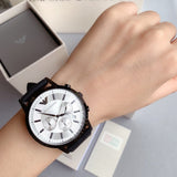  Shop Authentic Emporio Armani Chronograph Quartz Silver Dial Black Rubber Strap Watch For Men - AR11048 - Luxxuri