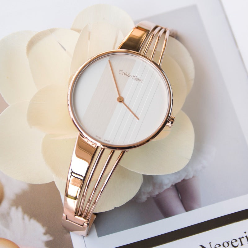  Shop Authentic Calvin Klein Drift White Dial Rose Gold Steel Strap Watch for Women - K6S2N616 - Luxxuri