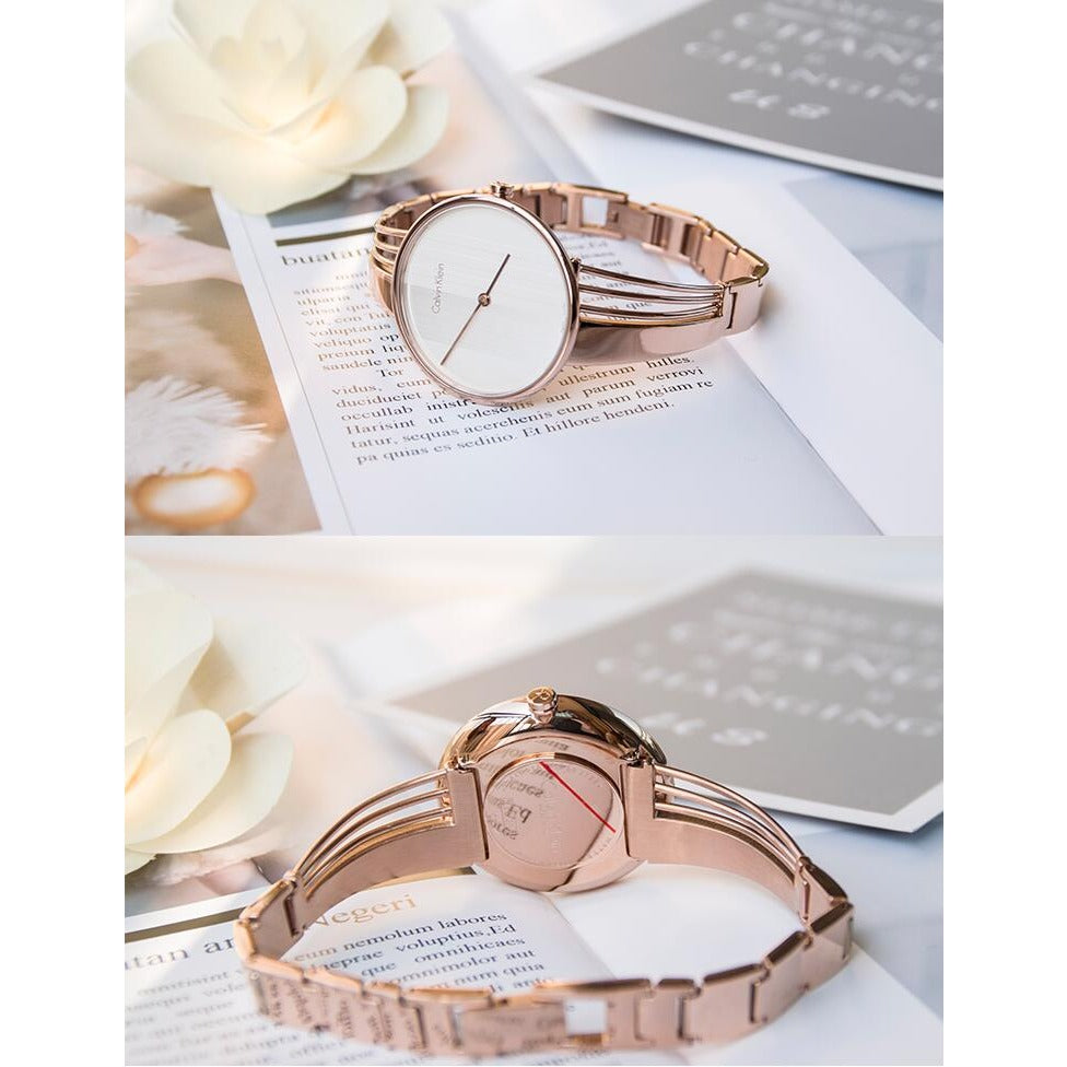  Shop Authentic Calvin Klein Drift White Dial Rose Gold Steel Strap Watch for Women - K6S2N616 - Luxxuri