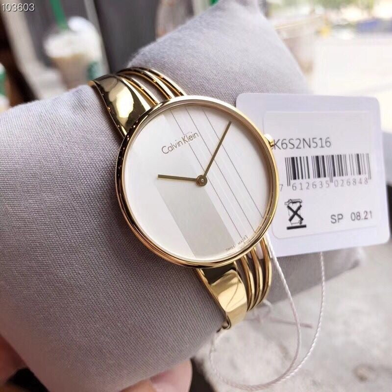  Shop Authentic Calvin Klein Drift Silver Dial Gold Steel Strap Watch for Women - K6S2N516 - Luxxuri