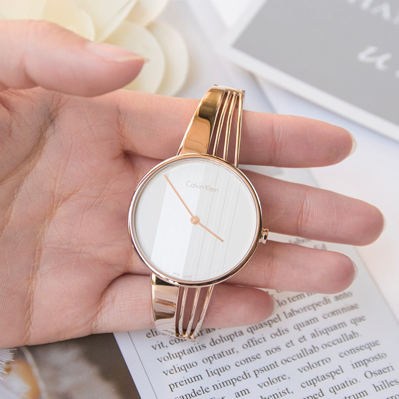  Shop Authentic Calvin Klein Drift White Dial Rose Gold Steel Strap Watch for Women - K6S2N616 - Luxxuri