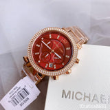 Shop Authentic Michael Kors Parker Chronograph Red Dial Rose Gold Steel Strap Watch For Women - MK6106 - Luxxuri
