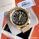  Shop Authentic Michael Kors Brecken Chronograph Black Dial Gold Mesh Strap Watch For Men - MK8867 - Luxxuri
