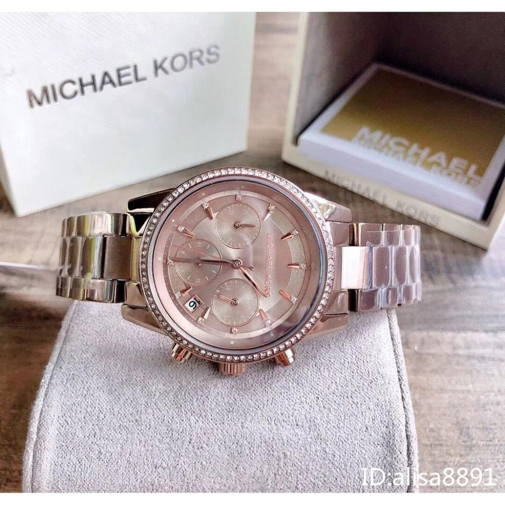  Shop Authentic Michael Kors Ritz Chronograph Brown Dial Brown Steel Strap Watch For Women - MK6529 - Luxxuri