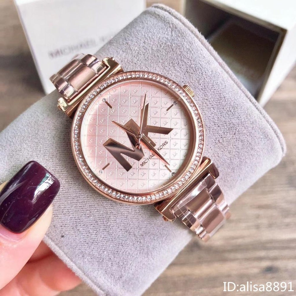  Shop Authentic Michael Kors Sofie Quartz Rose Gold Dial Rose Gold Steel Strap Watch For Women - MK4335 - Luxxuri