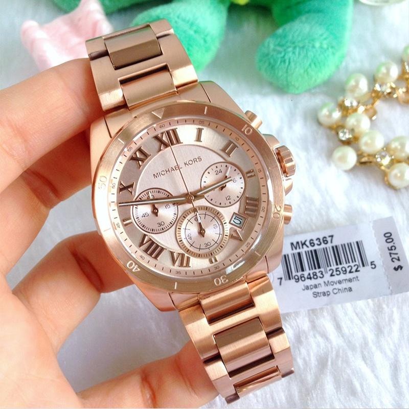  Shop Authentic Michael Kors Brecken Chronograph Quartz Rose Gold Dial Rose Gold Steel Strap Watch For Women - MK6367 - Luxxuri