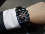  Shop Authentic Tag Heuer Monaco Automatic Chronograph Black Dial Black Leather Strap Watch for Men - CBL2180.FC6497 - Luxxuri