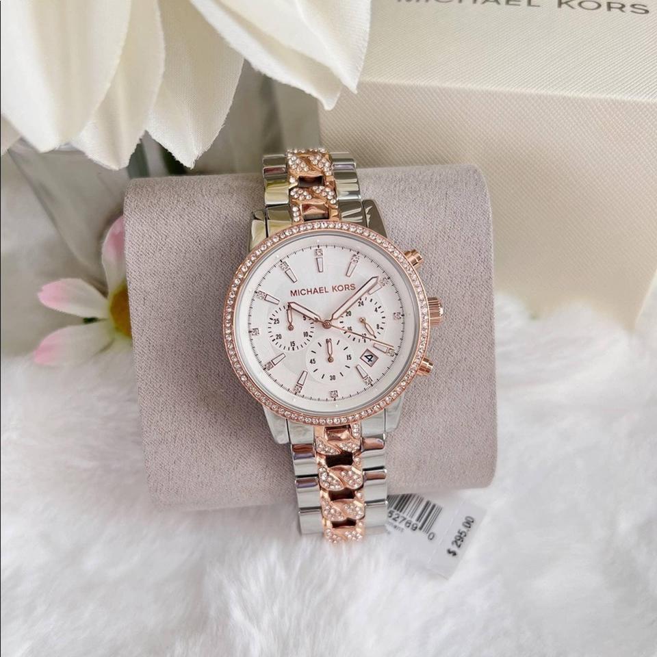  Shop Authentic Michael Kors Ritz Chronograph Silver Dial Two Tone Steel Strap Watch For Women - MK6938 - Luxxuri