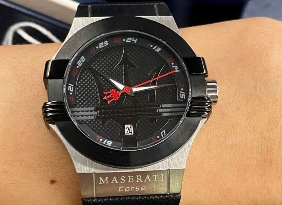  Shop Authentic Maserati Potenza Black Dial Black Leather Strap Watch For Men - R8851108001 - Luxxuri