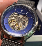  Shop Authentic Maserati Epoca Automatic Skeleton Blue Dial Mesh Bracelet Watch For Men - R8823118002 - Luxxuri