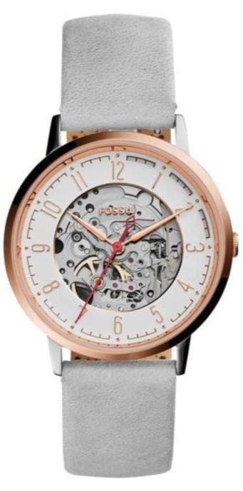  Shop Authentic Fossil Vintage Muse Automatic Skeleton White Dial Grey Leather Strap Watch for Women - ME3131 - Luxxuri