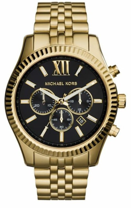  Shop Authentic Michael Kors Lexington Chronograph Black Dial Gold Steel Strap Watch for Men - MK8286 - Luxxuri