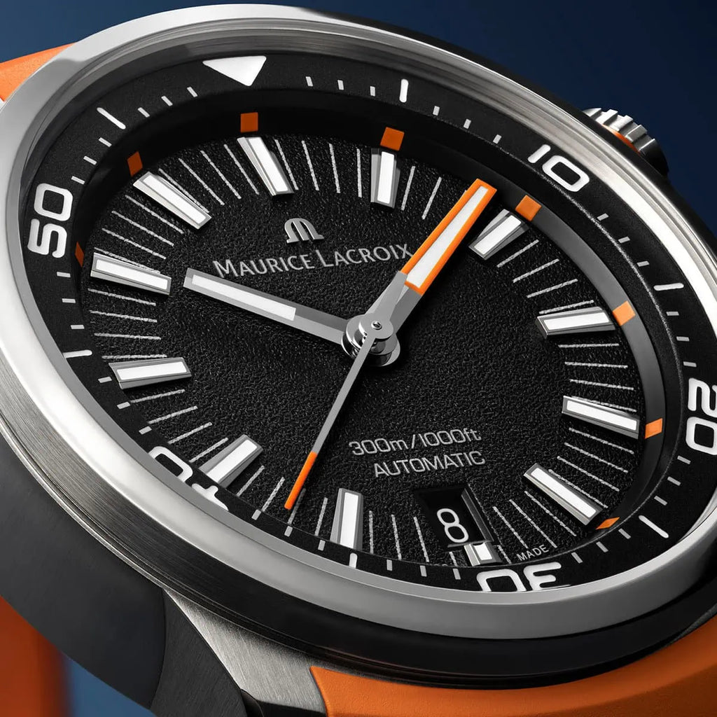  Shop Authentic Maurice Lacroix Pontos S Diver Black Dial Orange Rubber Strap Watch For Men - PT6248-SS00L-330-J - Luxxuri