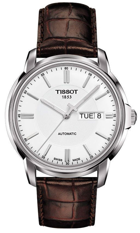  Shop Authentic Tissot Automatics III Steel White Dial Brown Leather Strap Watch For Men - T065.430.16.031.00 - Luxxuri