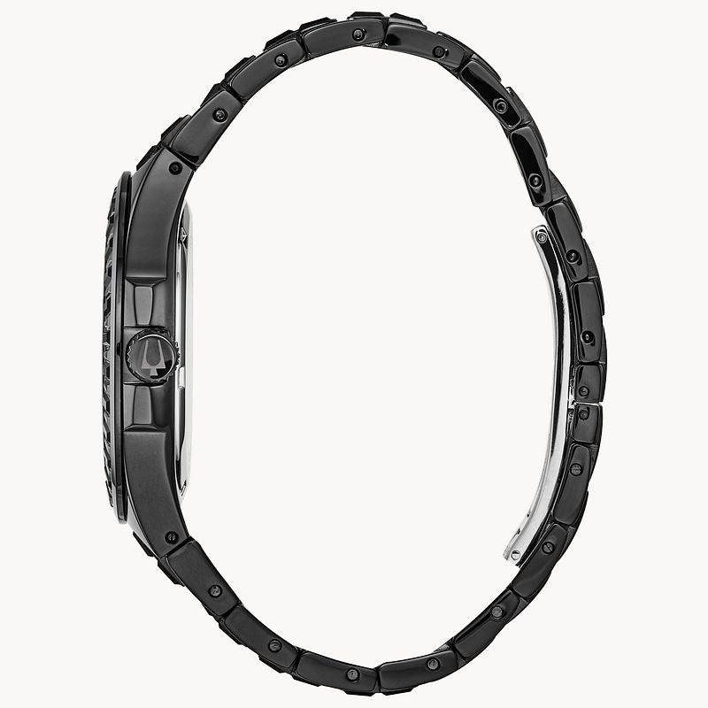  Shop Authentic Bulova Crystal Collection Phantom Black Dial Black Steel Strap Watch for Men - 98A240 - Luxxuri