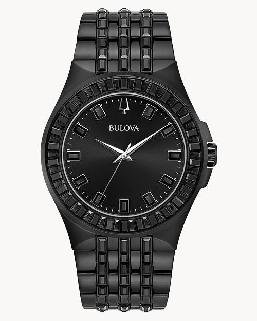  Shop Authentic Bulova Crystal Collection Phantom Black Dial Black Steel Strap Watch for Men - 98A240 - Luxxuri